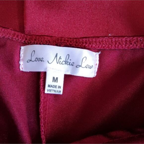 Love Nickie Lew Womens Junior Asymmetric Slit Leg Satin Gown in Burgundy Wine - Picture 11 of 15